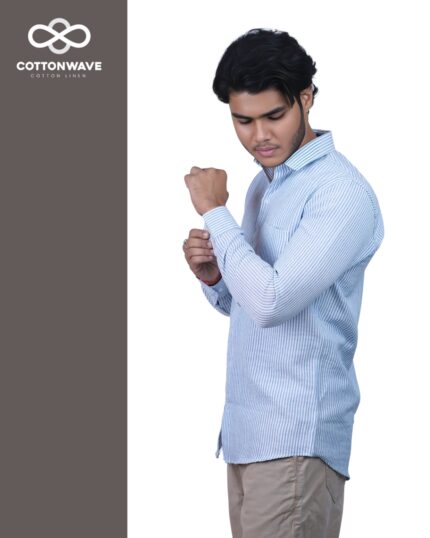 Blue & White Striped Casual Shirt